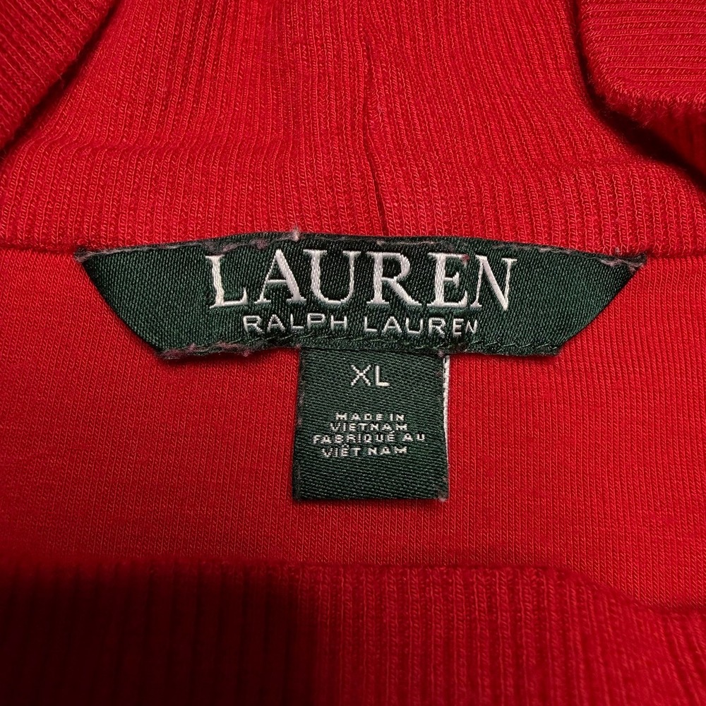 Ralph Lauren Mock Neck Sweatshirt 3/4 Sleeve Drop Shoulder Red Women's Size XL - Picture 5 of 11